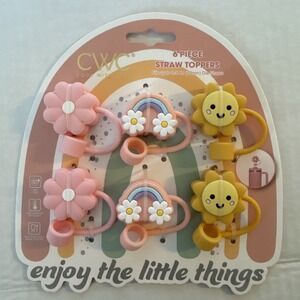 SPRING Straw Toppers Flower Rainbow Sun New